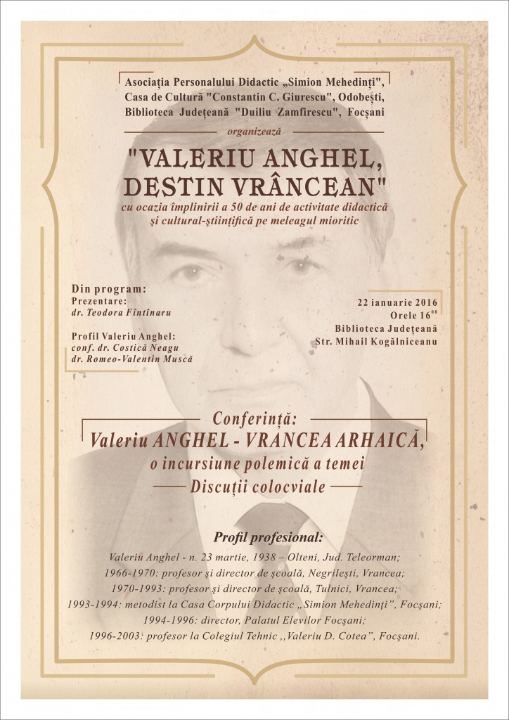 Prof. Valeriu Anghel - 50 de ani de activitate