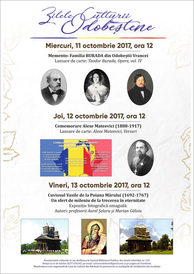 Zilelor Culturii Odobeştene - 11-13 octombrie