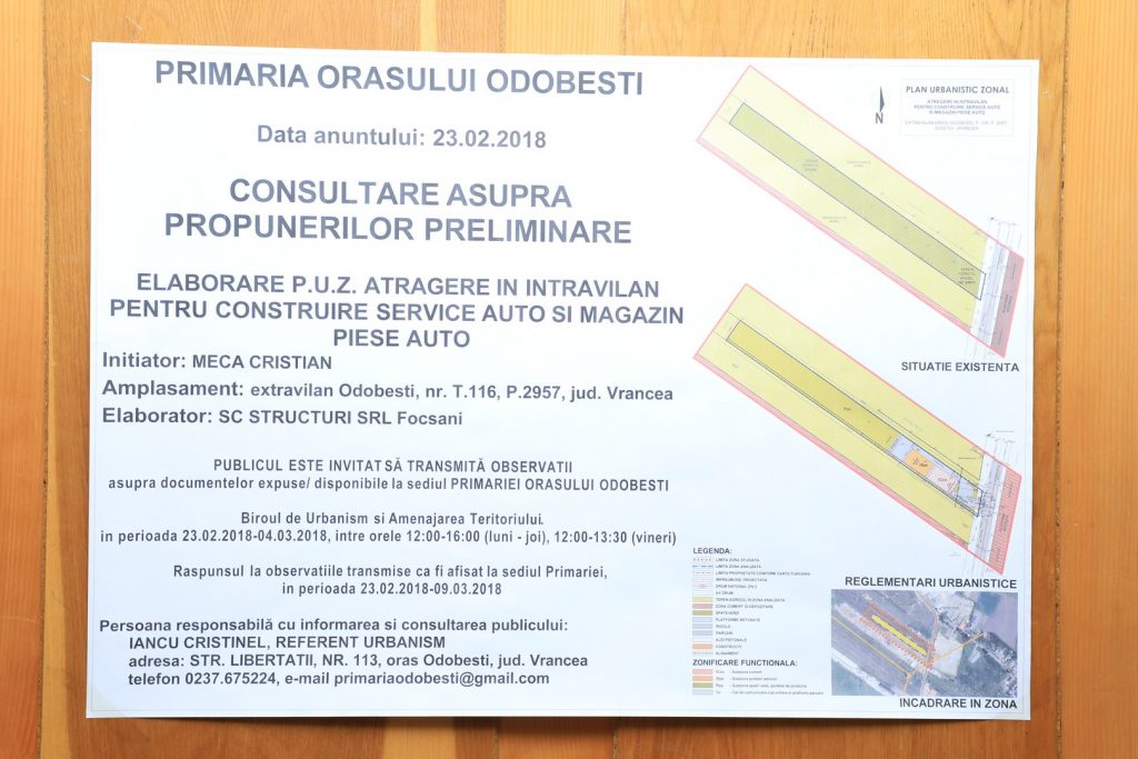 Consultare asupra PUZ - Atragere in intravilan pentru construire Service Auto si Magazin Piese Auto