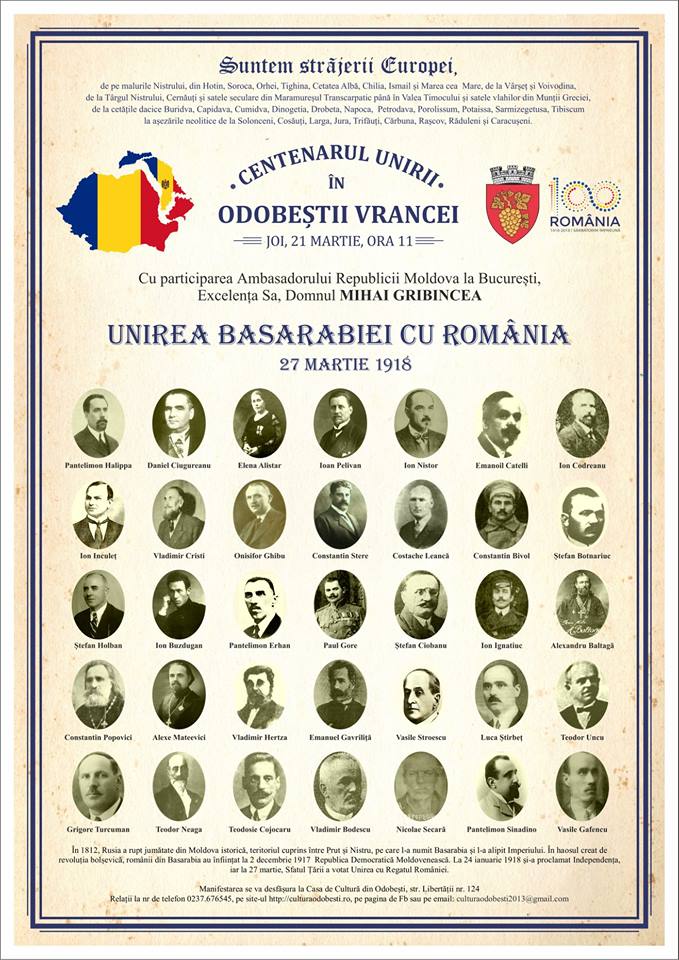Centenarul Unirii Basarabiei cu România, la Odobești