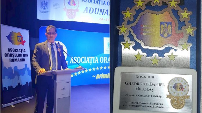 Primarul din Odobești, premiat pentru performanță și succes în administrație