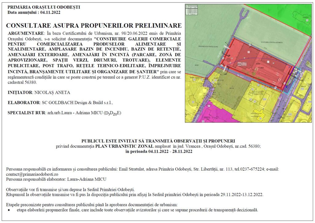 Consultare asupra propunerilor preliminare Galerii Comerciale