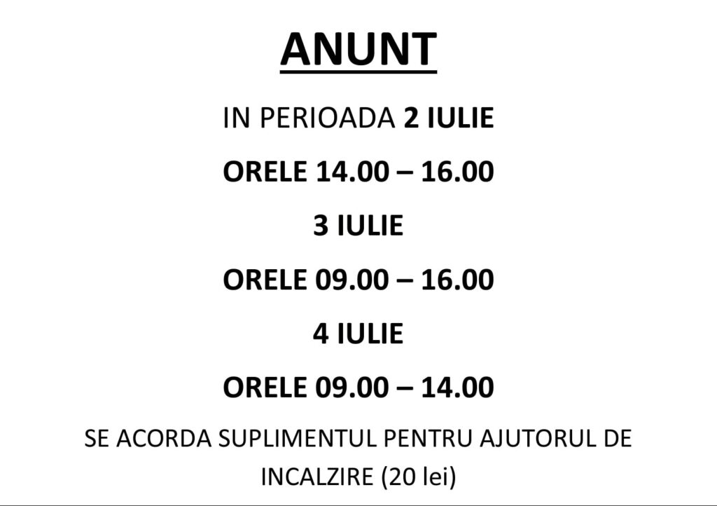 Acordarea suplimentului pentru ajutorul de încălzire- iulie 2025