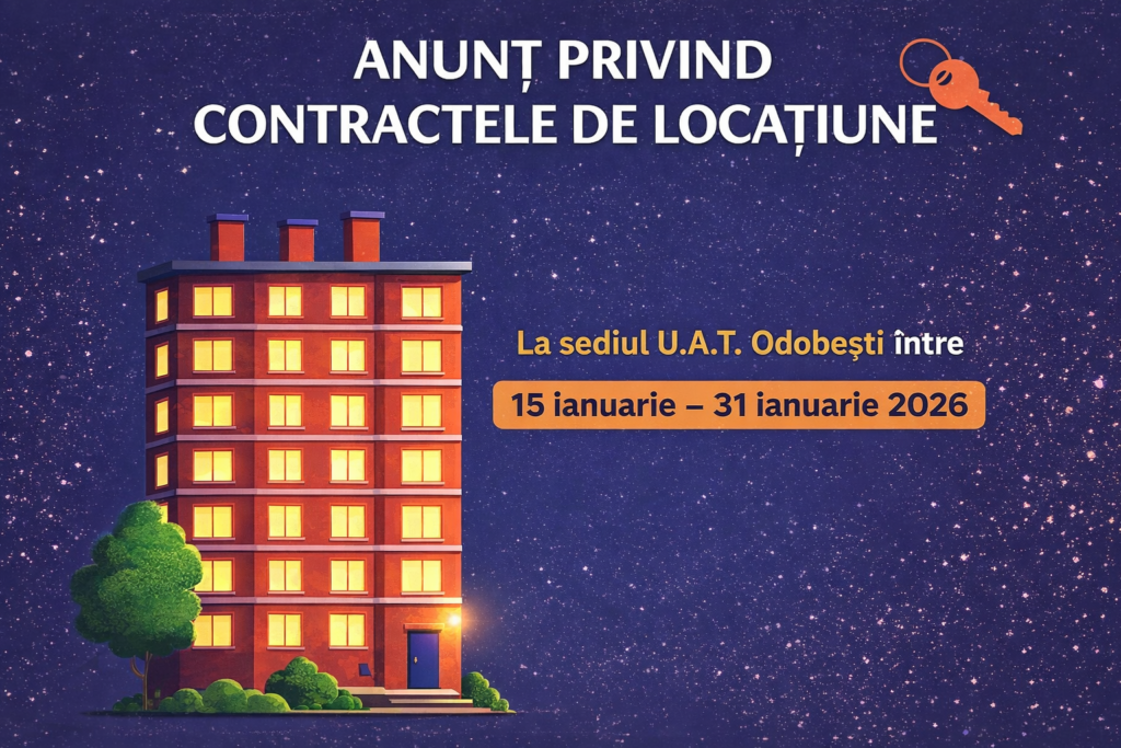 Anunț privind stabilirea cuantumului chiriei pentru anul 2026